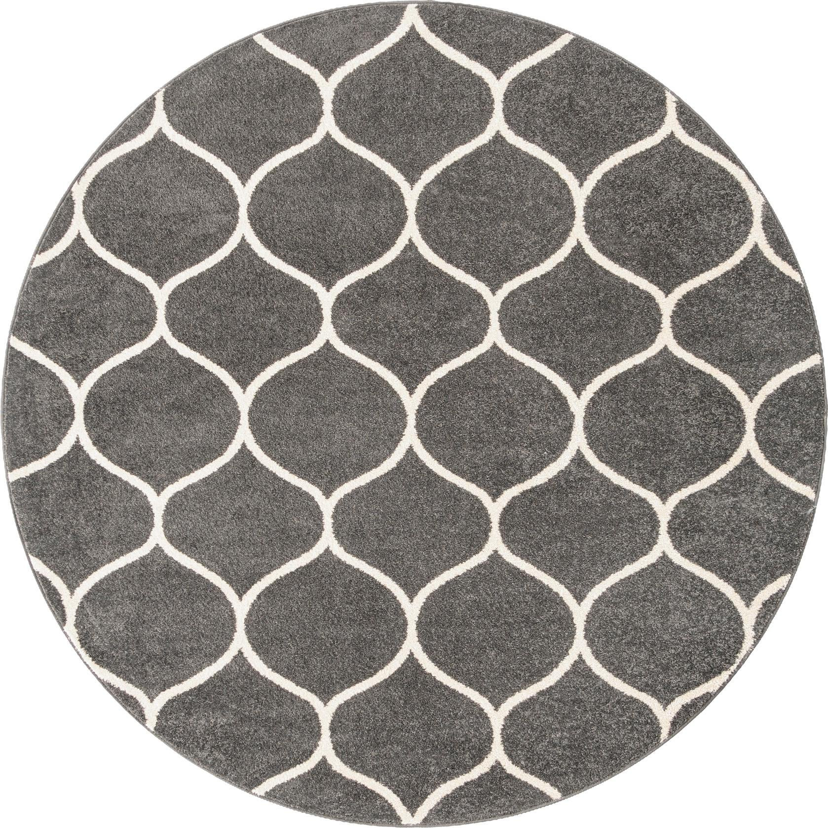 5' 3 x 5' 3 Ingram · Lattice rug, dark gray and ivory