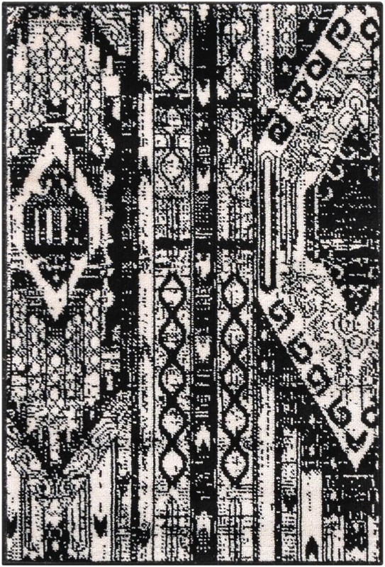 2' 2 x 3' Cardinal · Tribal geometric rug, black and white