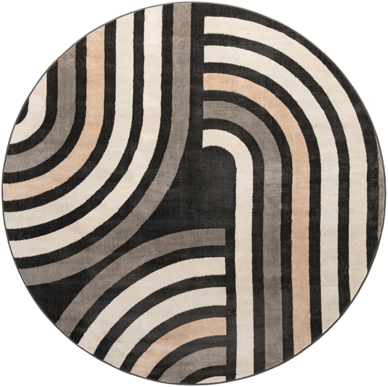 Parkes · Geometric arch rug, charcoal and beige