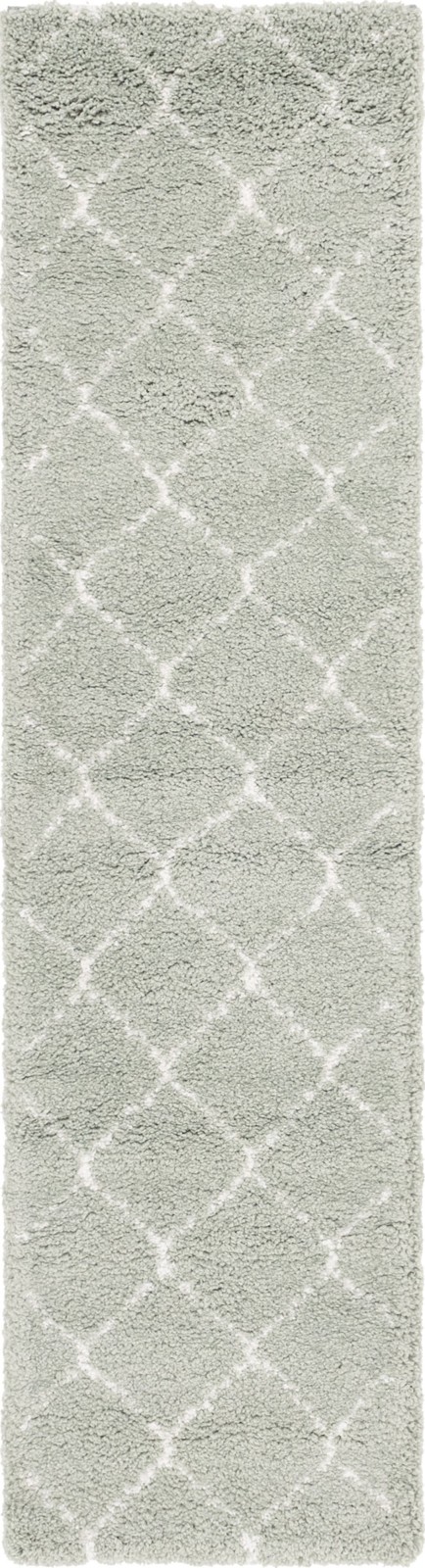 2' 7 x 10' Jameson · Lattice Shag Rug, light green and ivory