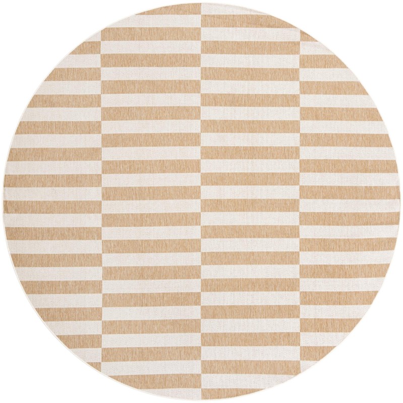 10' x 10' Ainsley · Striped geometric Outdoor Rug, taupe and ivory