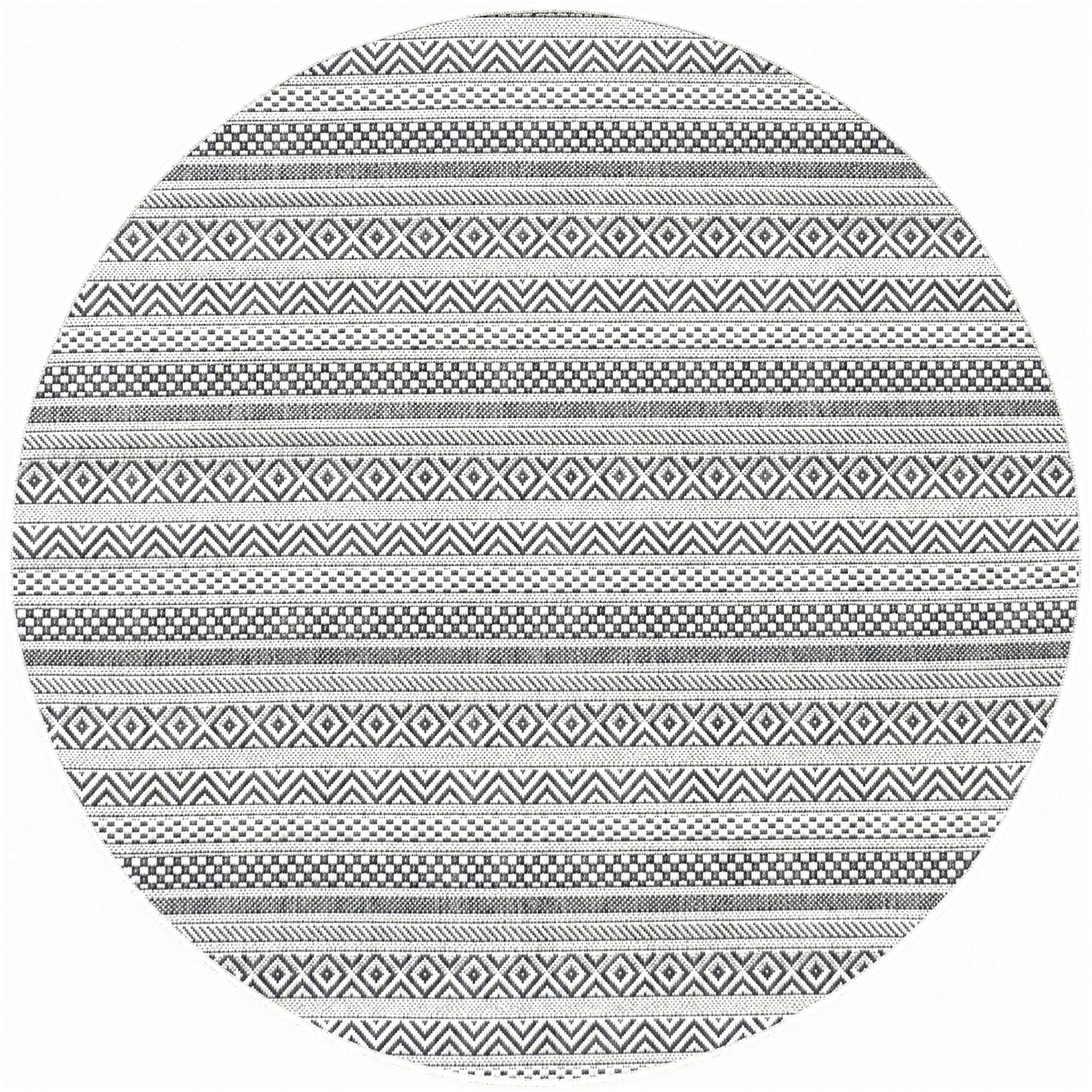 4' x 4' Merlin · Striped geometric Outdoor Rug, beige and black
