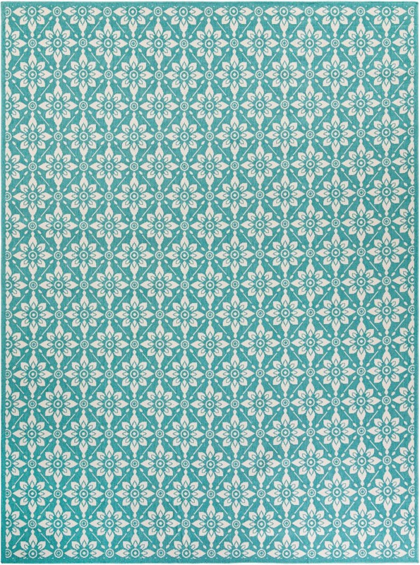 9' x 12' Selwyn · Floral / botanical Outdoor Rug, teal