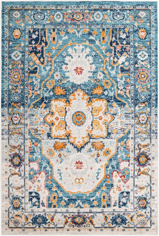 5' 3 x 8' Pierce · Border rug, teal