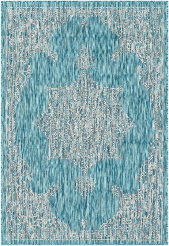 Rhys · Border Outdoor Rug, aqua