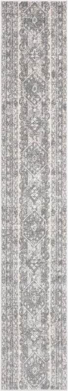 2' 2 x 12' Grouse · Geometric tribal rug, gray and ivory