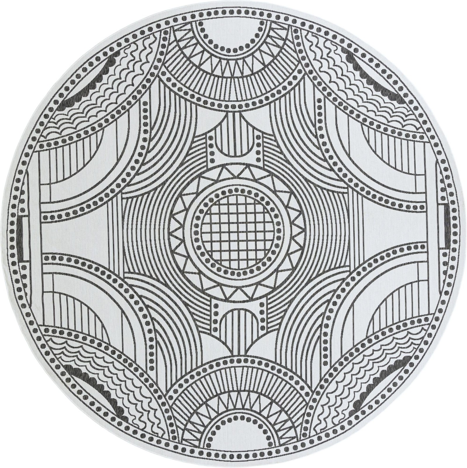 13' x 13' Brough · Medallion Outdoor Rug, white and black