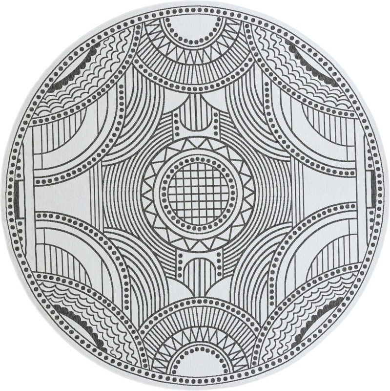 13' x 13' Brough · Medallion Outdoor Rug, white and black