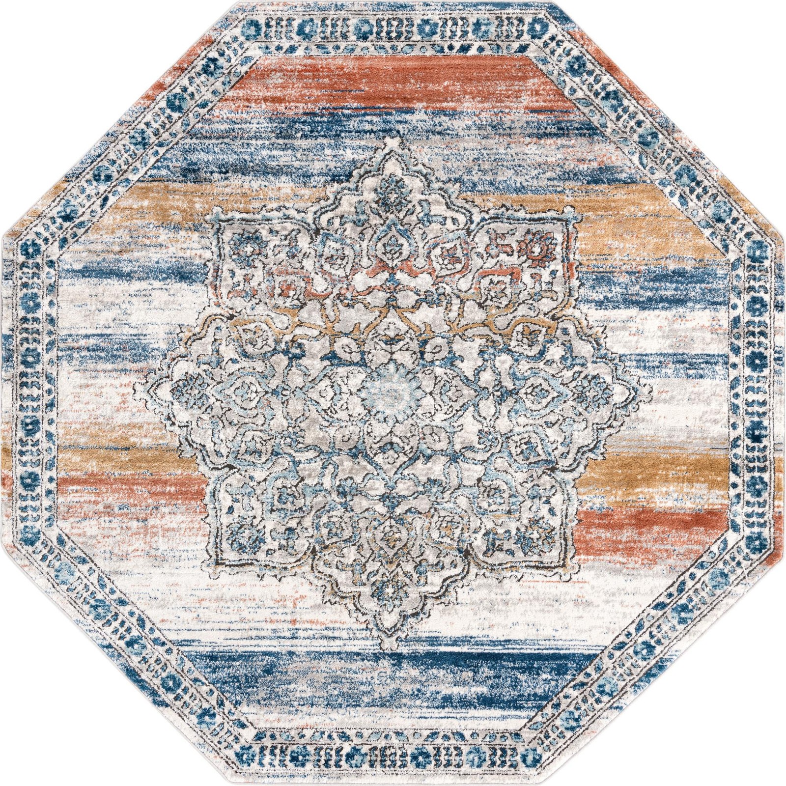 7' x 7' Wade · Border rug, multi