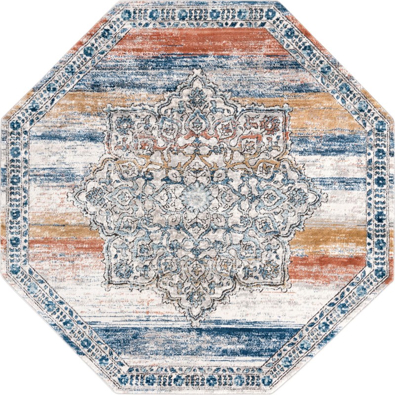 7' x 7' Wade · Border rug, multi