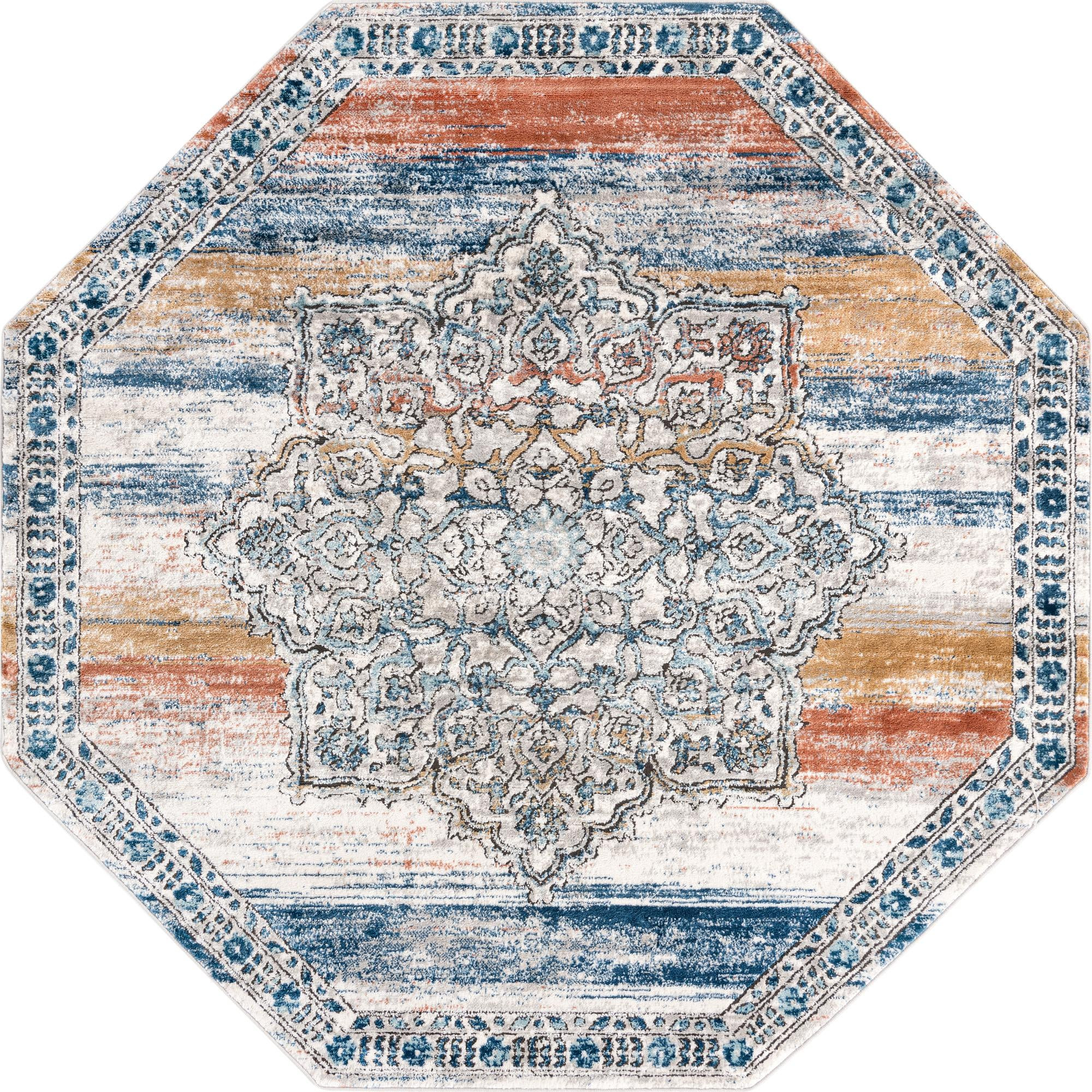 7' x 7' Wade · Border rug, multi