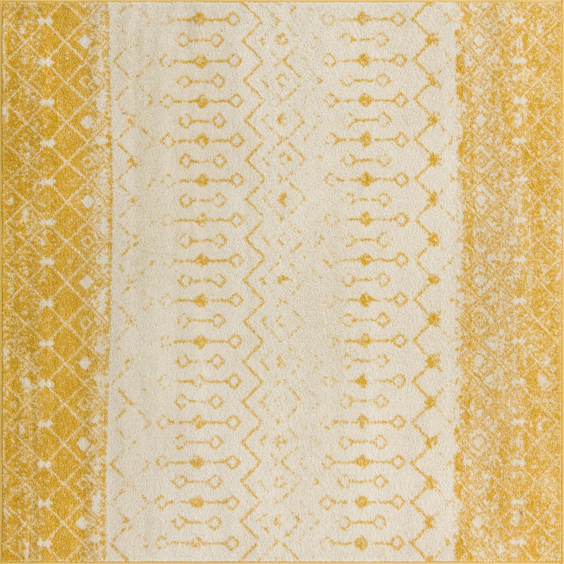 7' 10 x 7' 10 Vernon · Geometric oval rug, yellow and ivory