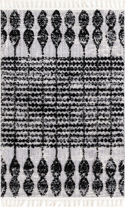 Ferrall · Tribal striped rug, black and ivory