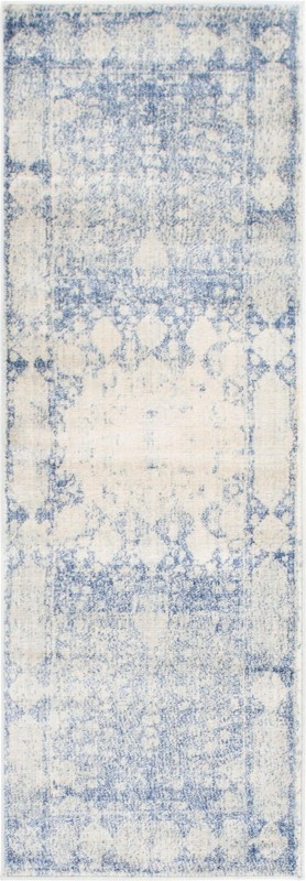 Derwent · Distressed medallion rug, blue and beige