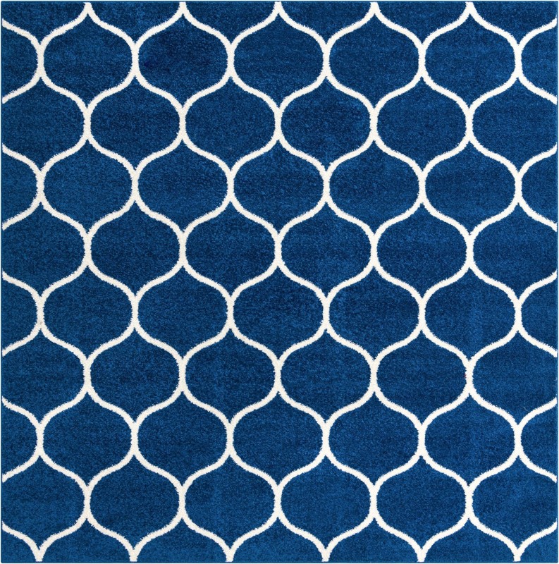 4' x 4' Ingram · Lattice rug, navy and ivory
