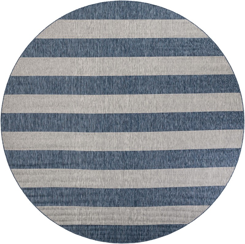 12' x 12' Dahlia · Striped Outdoor Rug, blue and gray