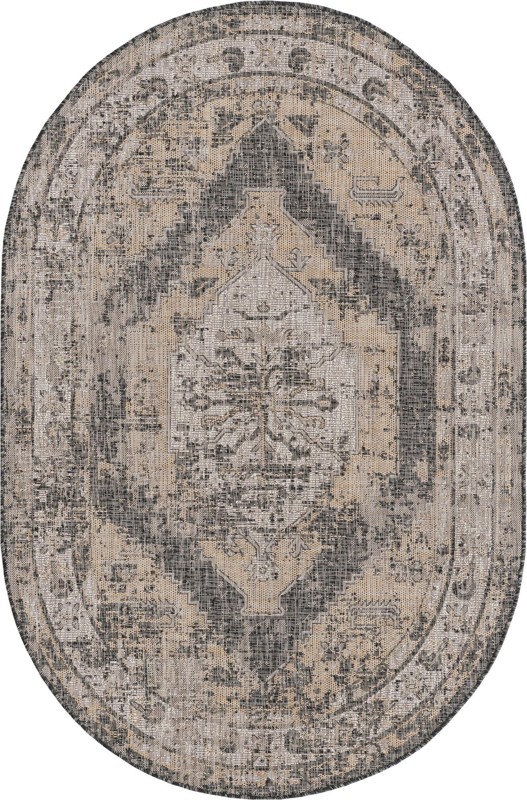 5' 3 x 8' Wylie · Border Outdoor Rug, charcoal