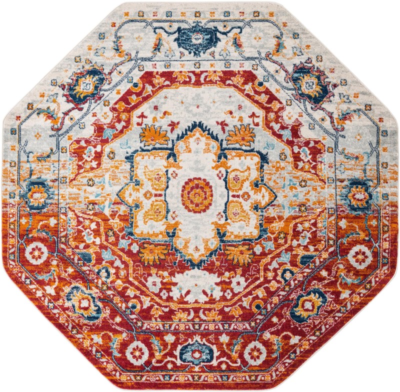 7' 10 x 7' 10 Pierce · Medallion rug, rust and navy