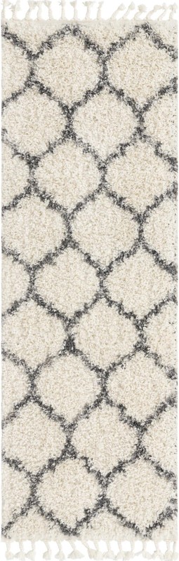 2' 2 x 6' Everett · Lattice Shag Rug, ivory and gray