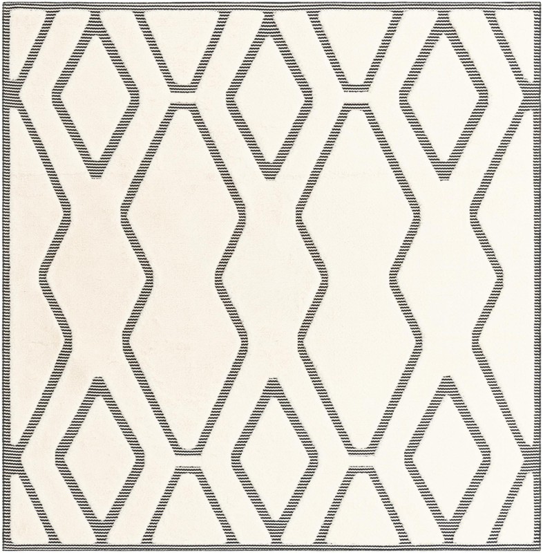 Armstead · Geometric trellis rug, ivory and black