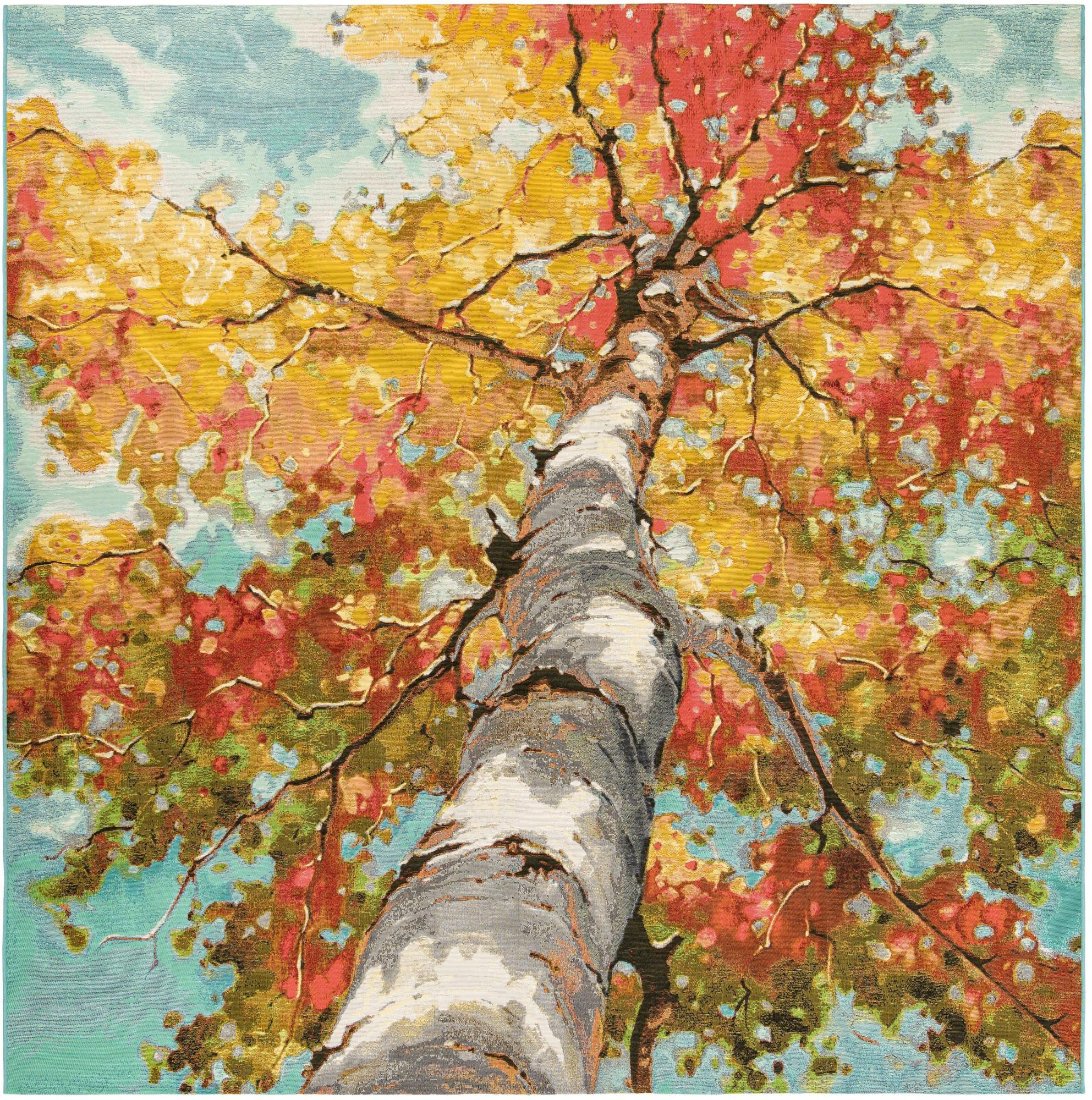 10' x 10' Lomax · Tree canopy Outdoor Rug, multicolor and gray