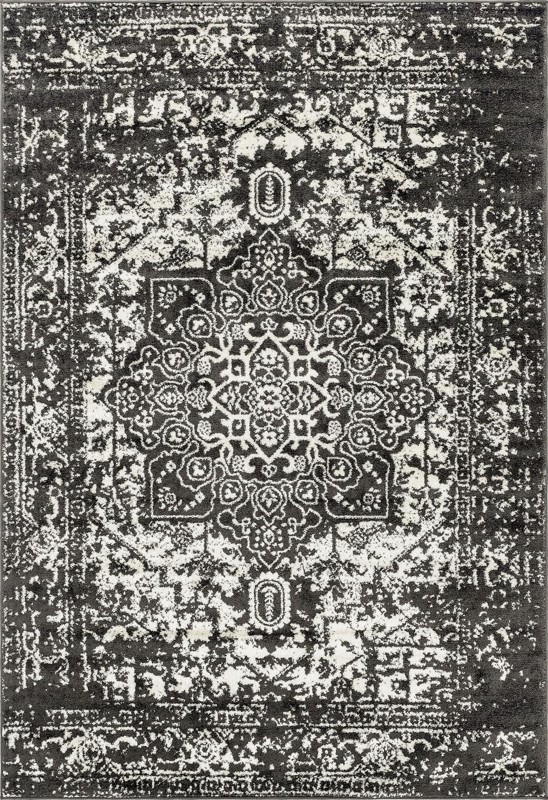 6' x 9' Birch · Border rug, gray