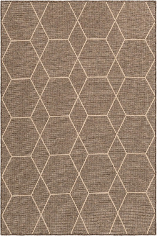 6' x 9' Richter · Geometric lattice rug, brown and natural