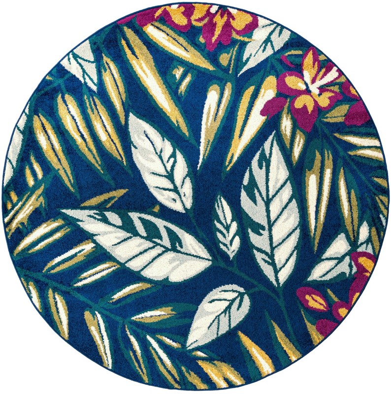 6' x 6' Shoal · Border rug, navy
