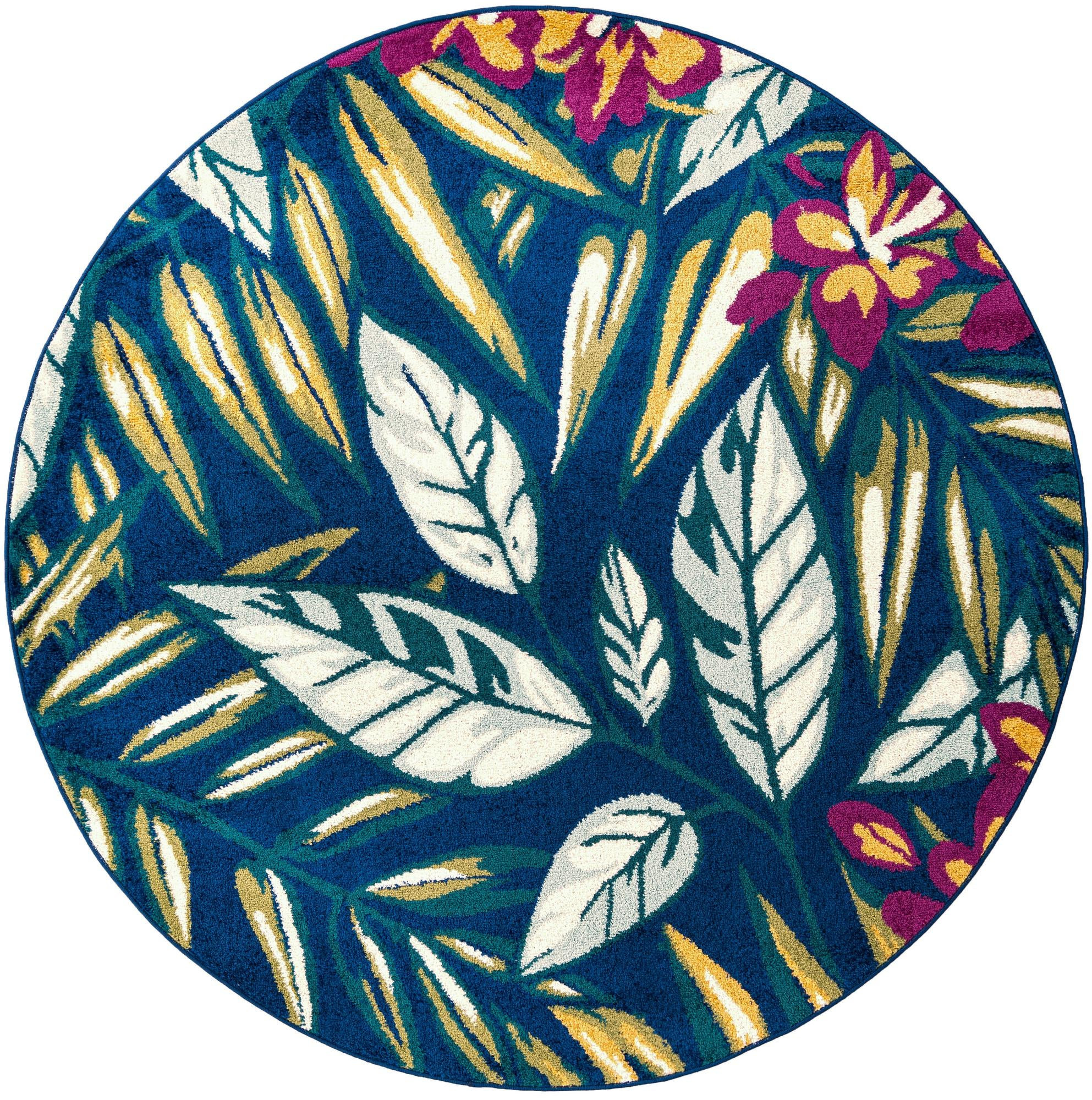 6' x 6' Shoal · Border rug, navy