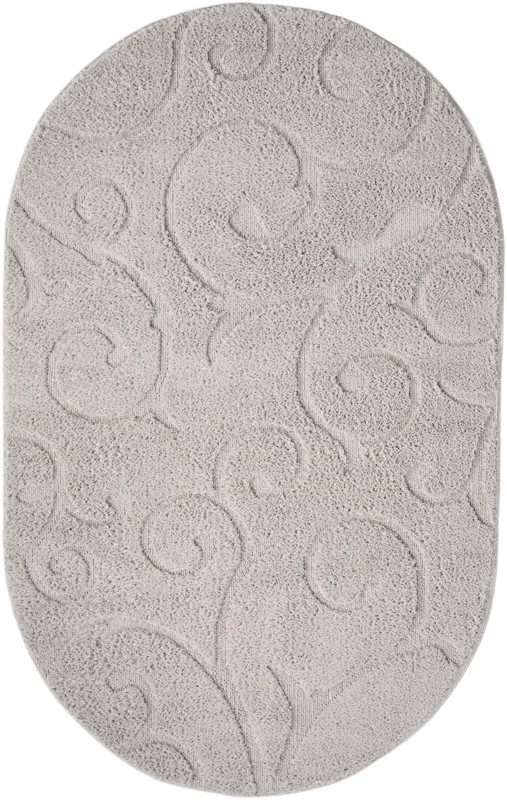 5' x 8' Conway · Botanical scroll Shag Rug, light gray