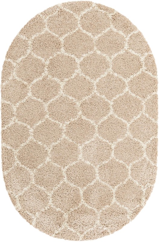 Barnett · Lattice Shag Rug, light brown and ivory