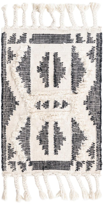 2' x 3' 1 Maitland · Geometric tribal Wool Rug, black and cream