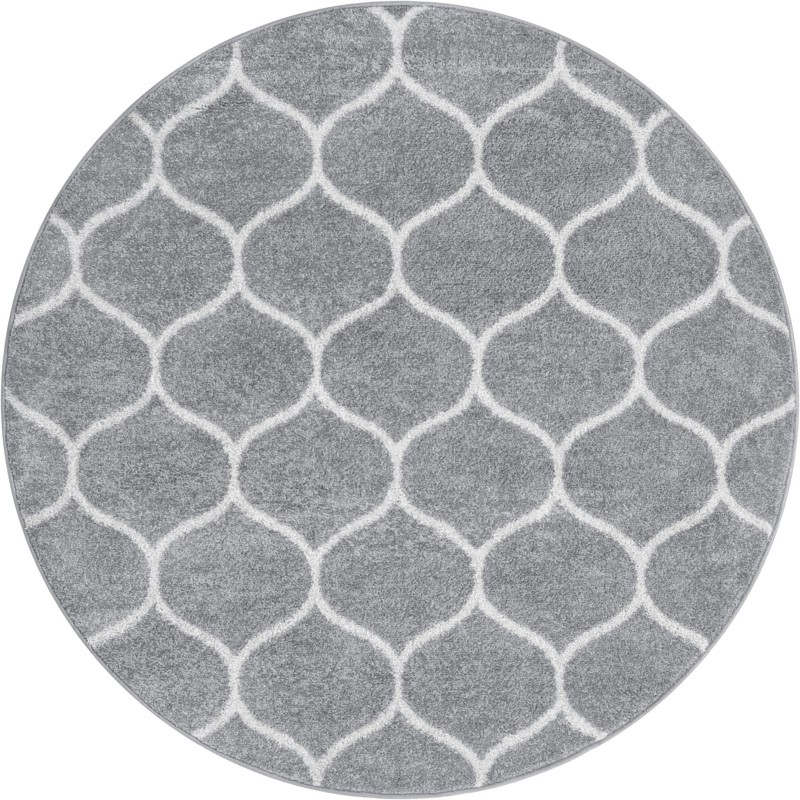 5' 3 x 5' 3 Ingram · Lattice rug, gray and ivory