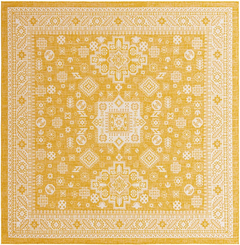 10' x 10' Bellamy · Border Outdoor Rug, yellow