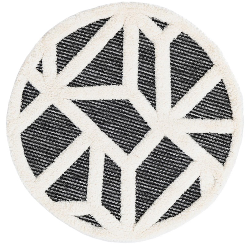 3' x 3' Sutter · Geometric line rug, gray and ivory