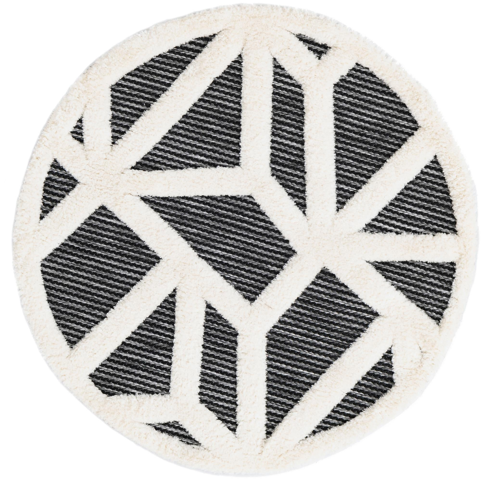 3' x 3' Sutter · Geometric line rug, gray and ivory