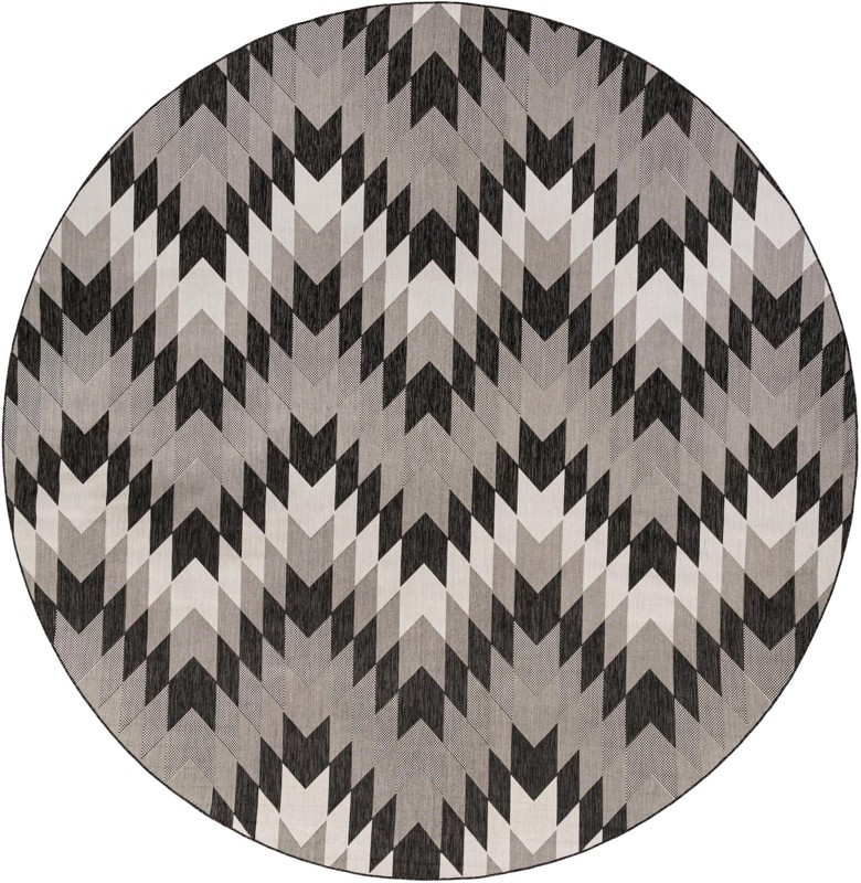 13' x 13' Morrell · Chevron Outdoor Rug, black and white