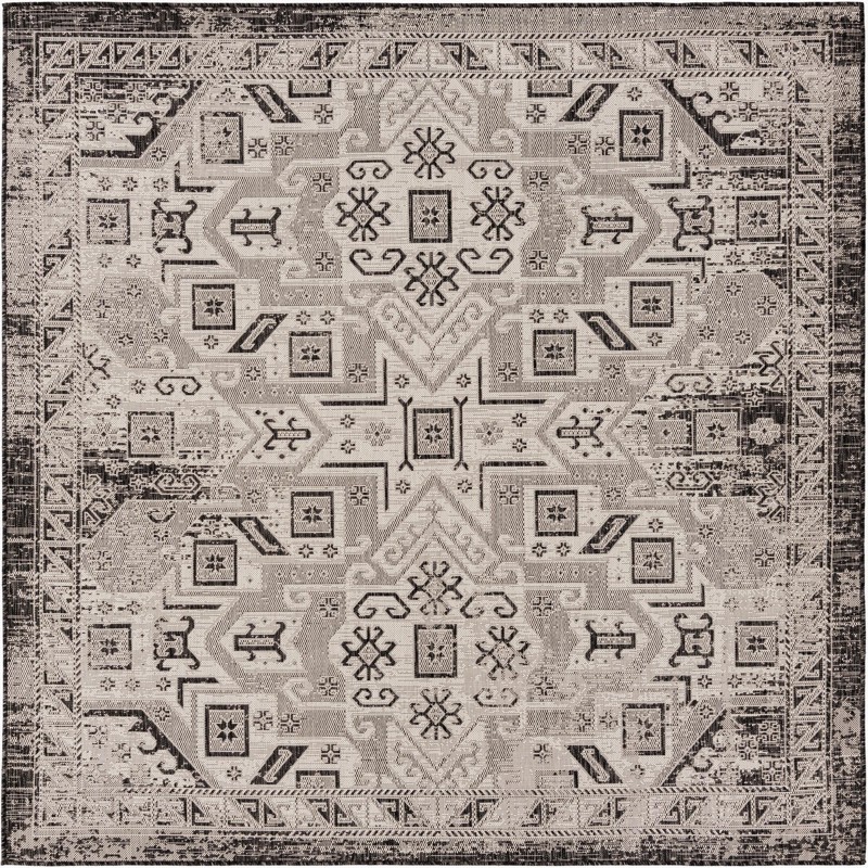 Estuary · Border Outdoor Rug, charcoal gray