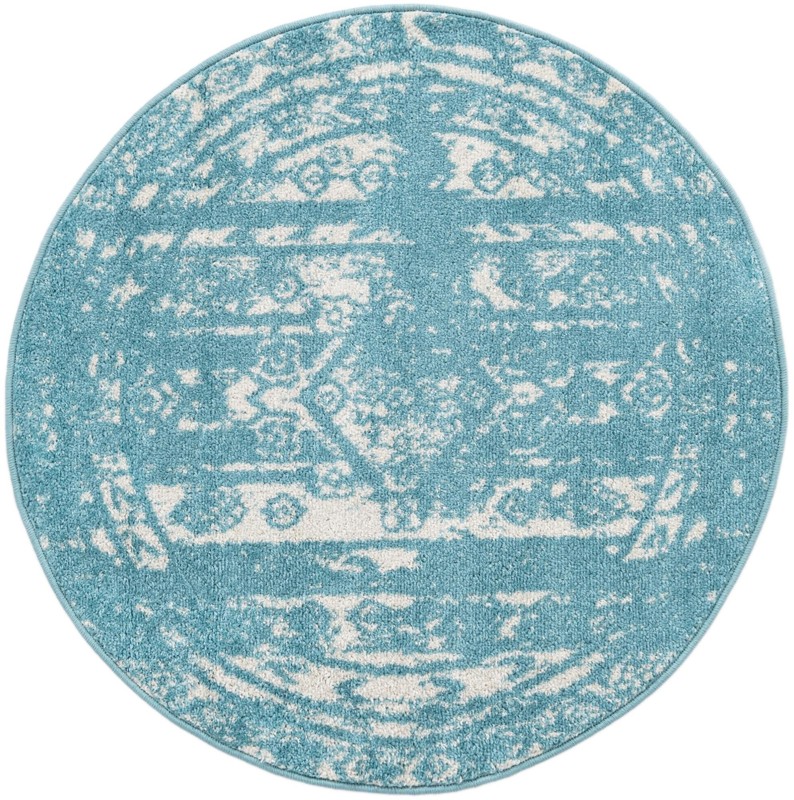 3' x 3' Underhill · Border rug, light blue