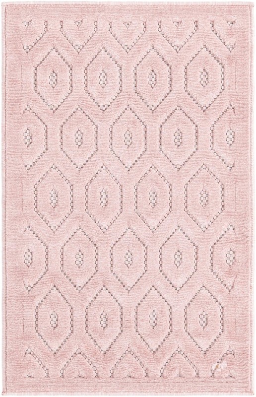 2' x 3' Roanoke · Geometric lattice Outdoor Rug, soft pink