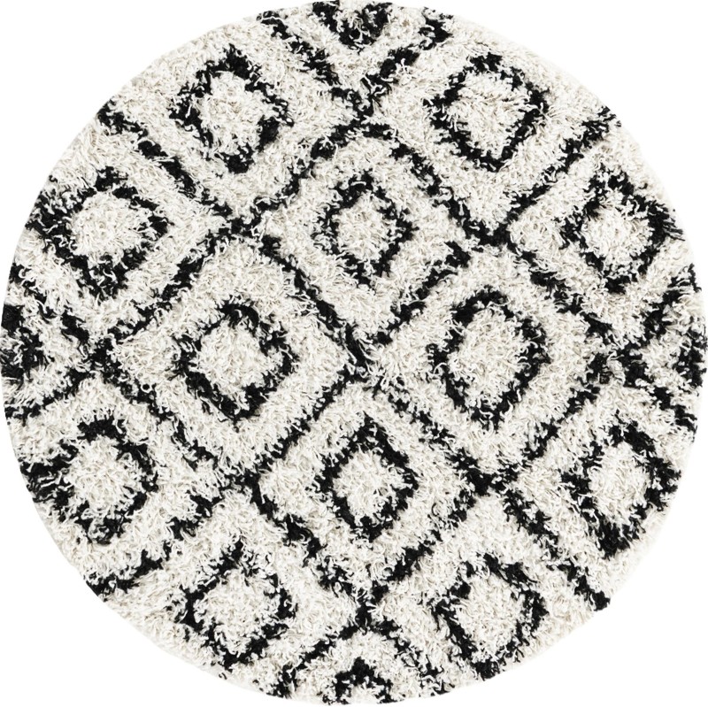 3' 3 x 3' 3 Brock · Geometric diamond Shag Rug, black and cream