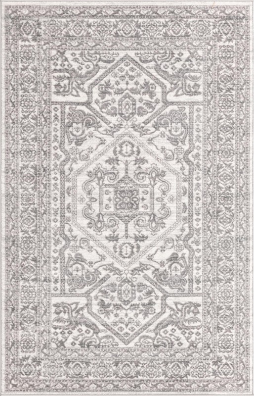 5' x 8' Chamomile · Border rug, white