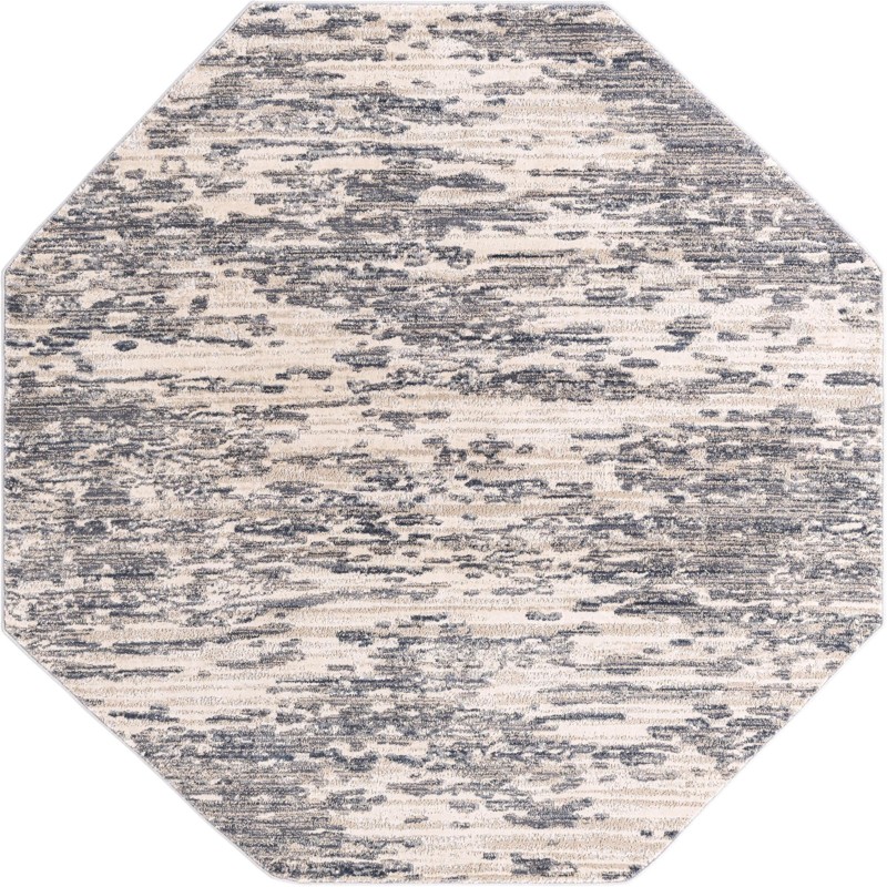 Ochre · Abstract rug, navy and ivory