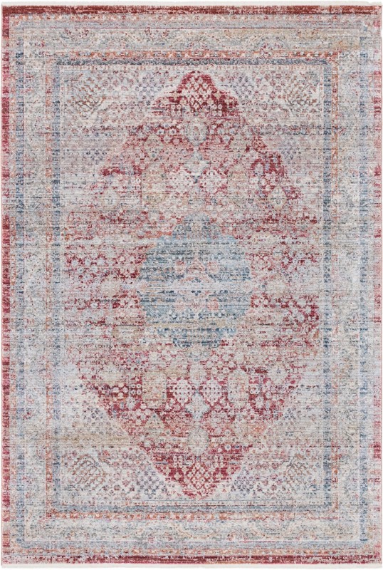5' x 7' 10 Meridian · Border rug, red
