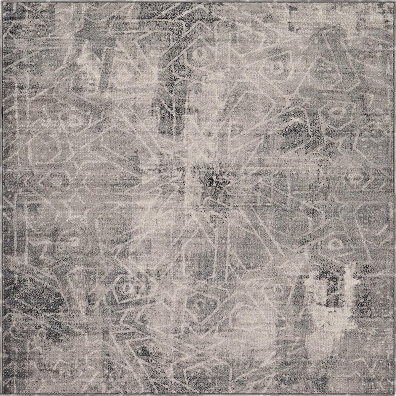 7' 10 x 7' 10 Blakemore · Distressed medallion rug, gray and ivory