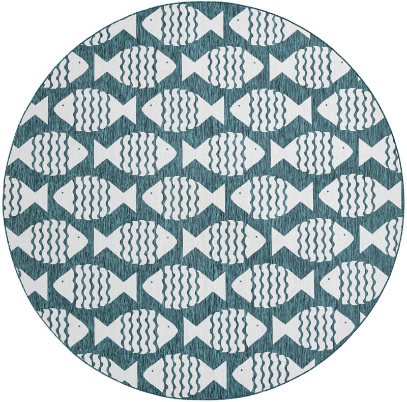13' x 13' Beresford · Pictoral Outdoor Rug, turquoise