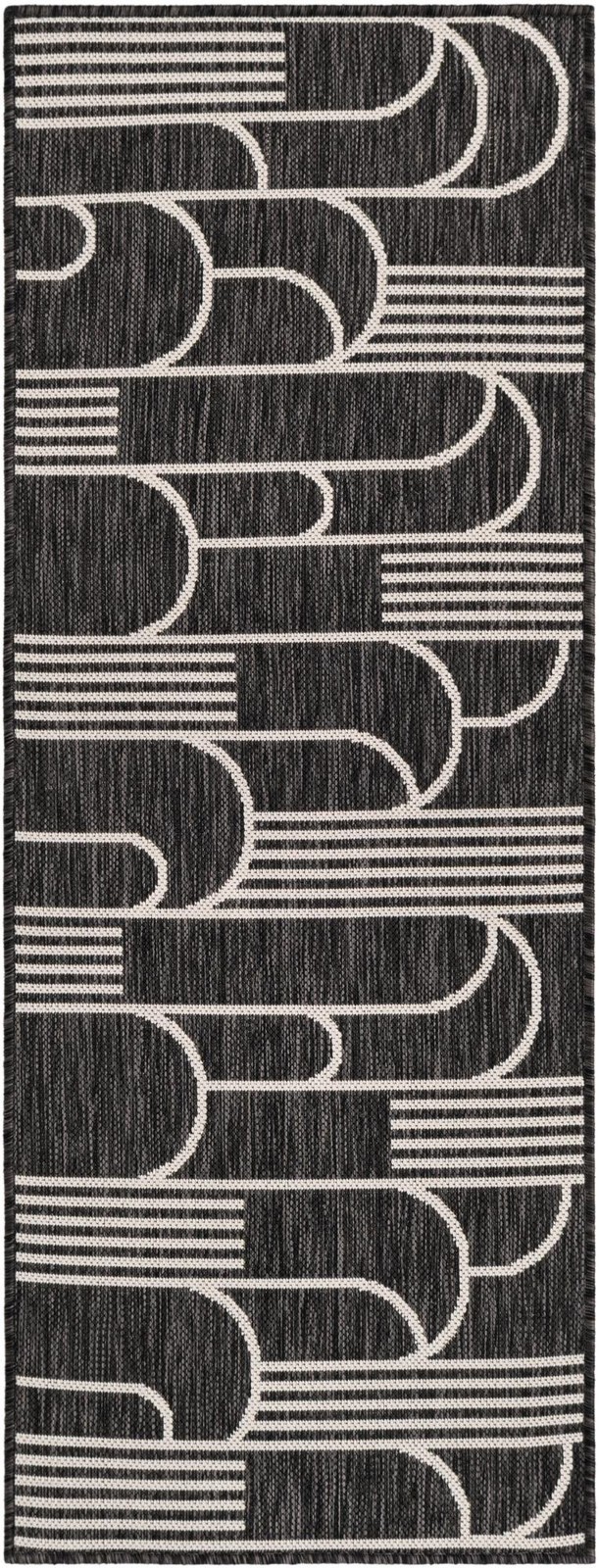 2' x 5' 3 Prudence · Geometric Outdoor Rug, black and white