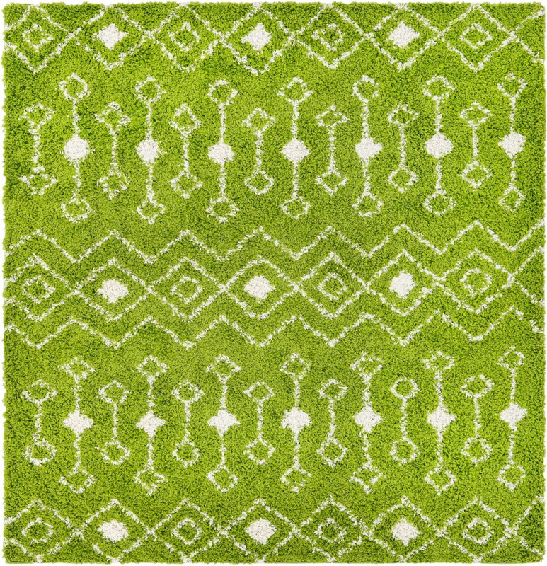 7' 10 x 7' 10 Bayley · Chevron Shag Rug, green