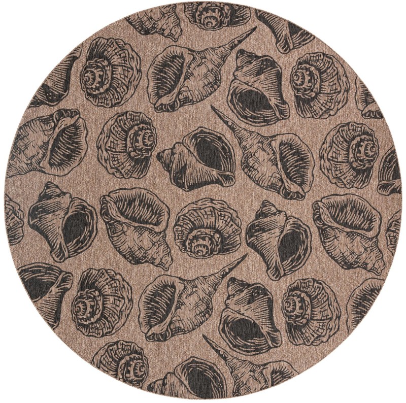 12' x 12' Arcata · Seashell Outdoor Rug, brown and black
