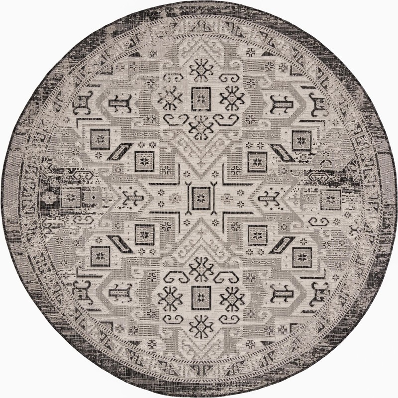 Estuary · Border Outdoor Rug, charcoal gray